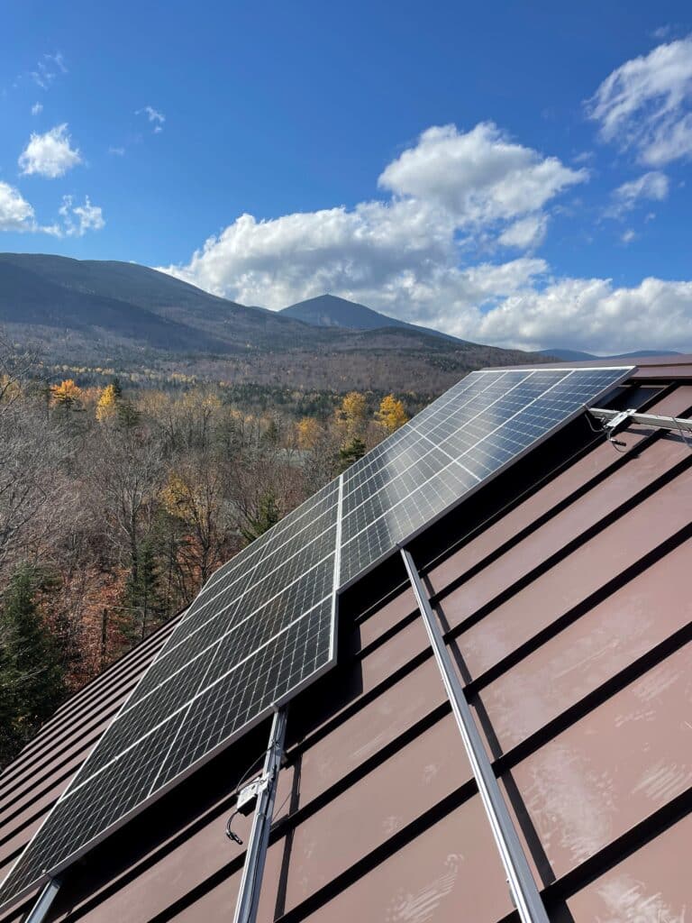 Solar panels on standing seam metal roof in Maine