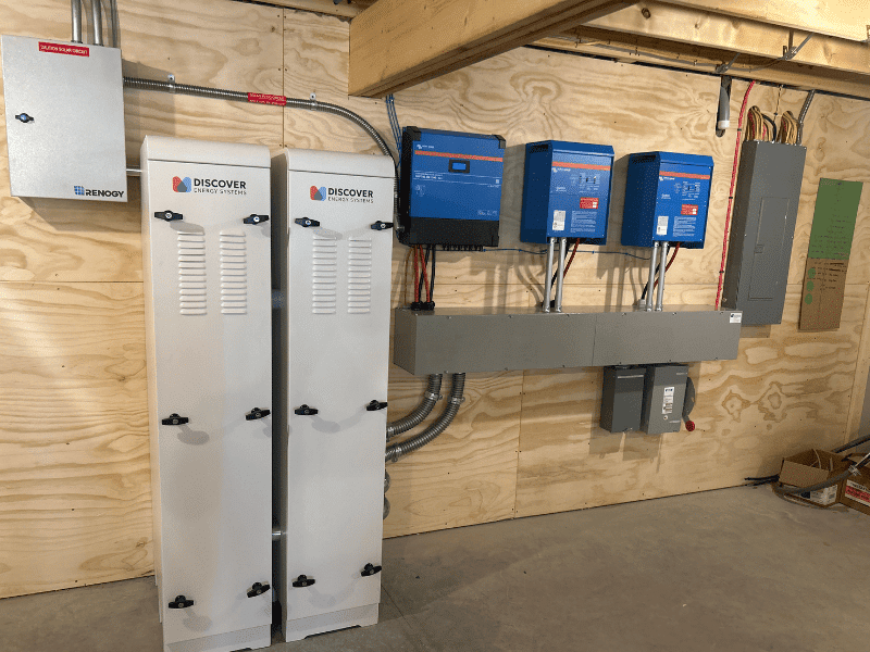 Off-grid Discover Energy Helios ESS battery system installed by Maine Solar Solutions in Maine.