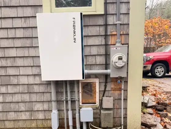 FranklinWH Home Power System installed outside by Maine Solar Solutions as a whole-home battery backup solution in Maine.