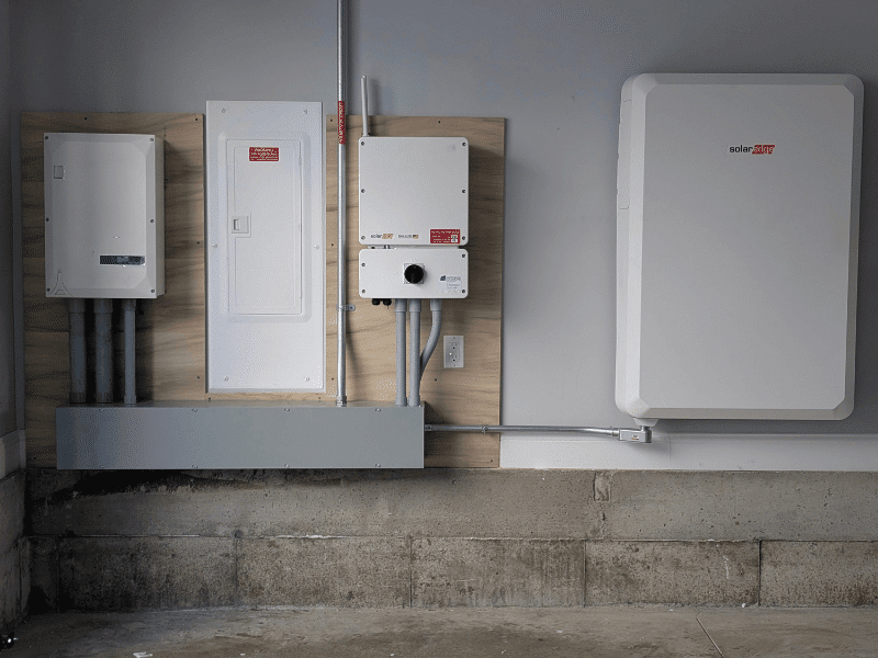 SolarEdge Home Battery system installed by Maine Solar Solutions as part of a solar battery backup setup in a Maine home.