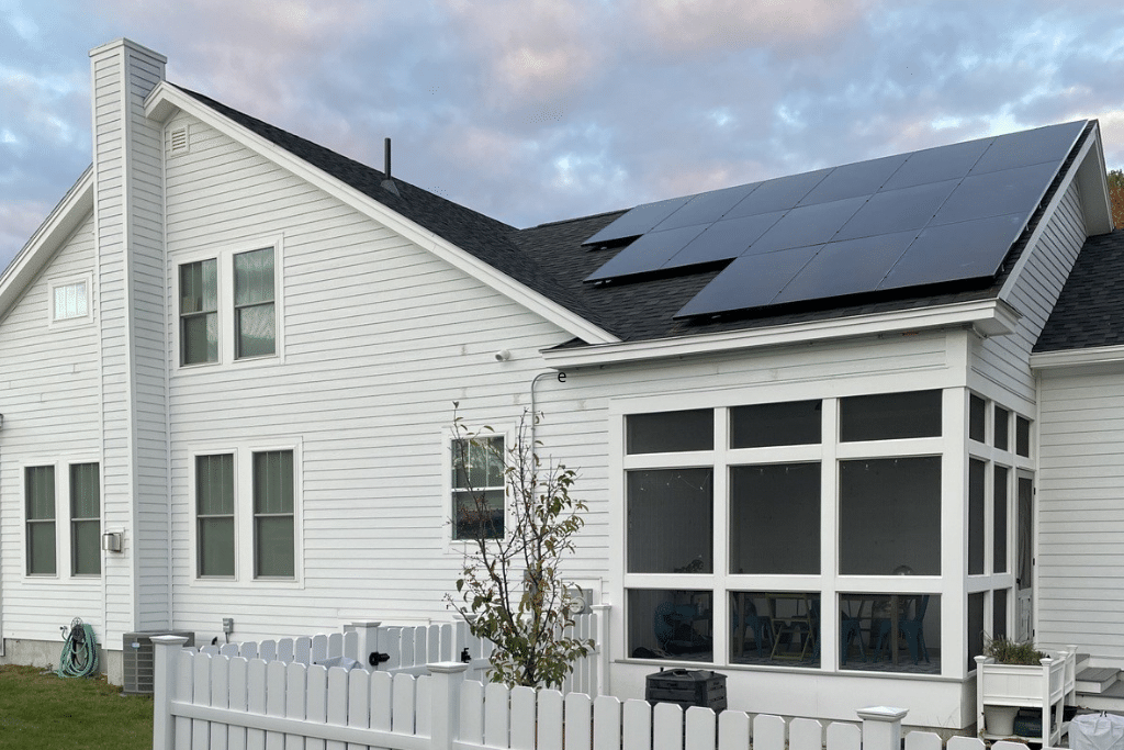 Home with solar panels on roof